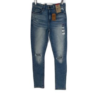 Levi's NWT 721 High Rise Skinny Denim Jeans Ripped Knee Size 28